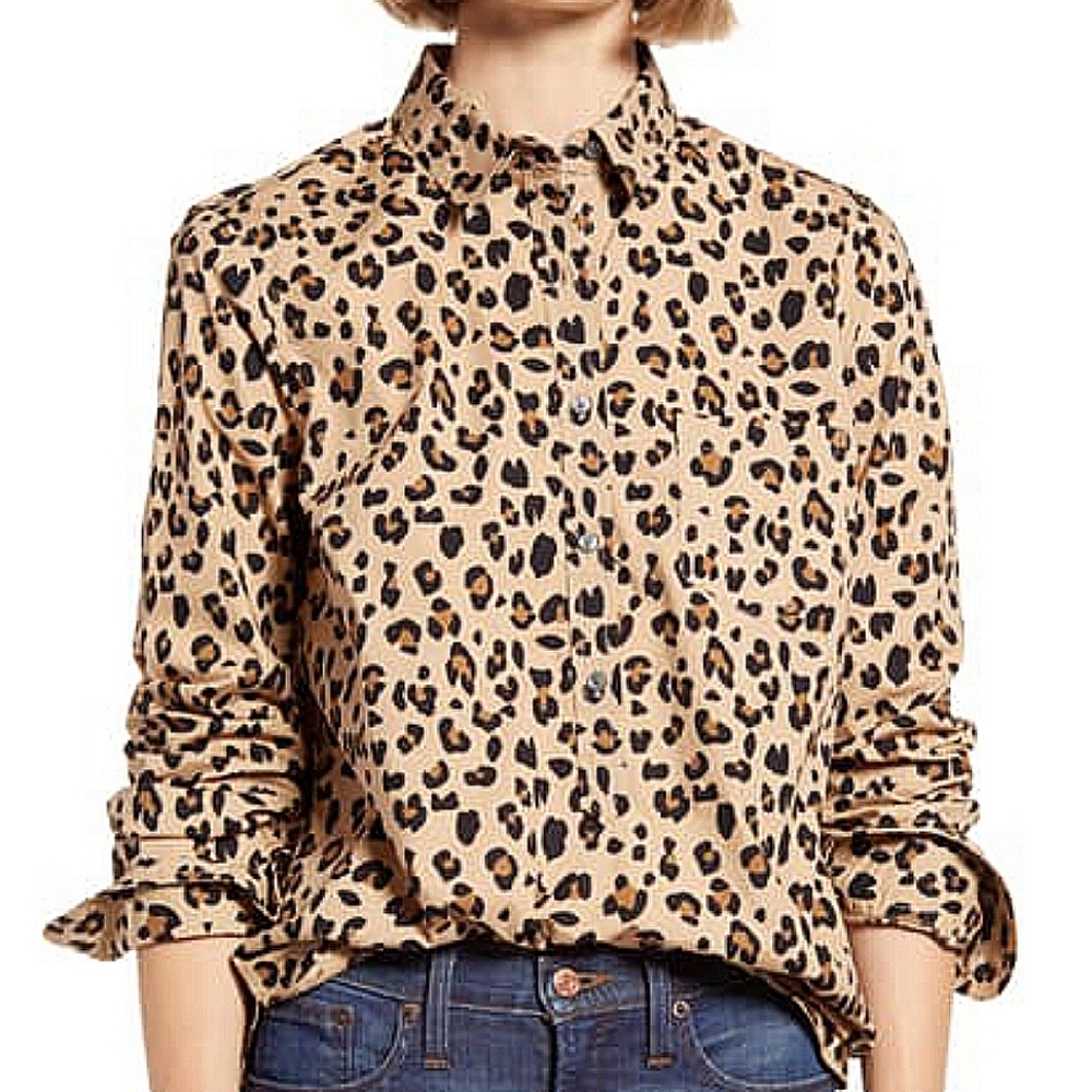 J. Crew Black and Tan Boxy top Blouse
